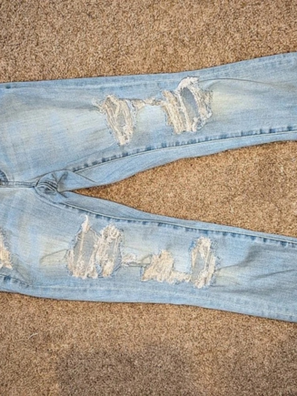 American Eagle AE High-Waisted Ripped Jegging Skinny Jeans in Blue